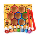 Hot Wooden Leaning Educatinal Toys Children Montessori Early Education Beehive Game Childhood Color Cognitive Clip Small Bee Toy
